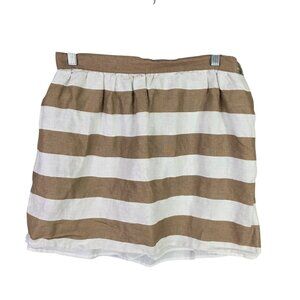 Womens Cynthia Rowley Brown & White Striped 100% Linen Skirt Lined Size 8